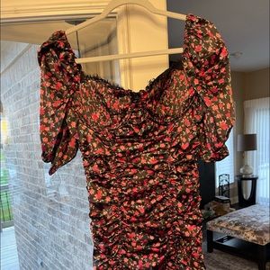 For love & lemons dress satin floral print